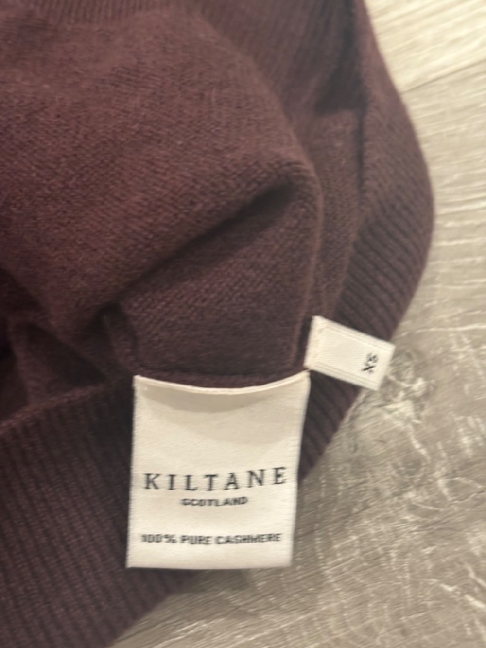 Kiltane Of Scotland 100% Pure Cashmere Stockbridge T-Shirt Maroon Womens XS NWT - Picture 6 of 6